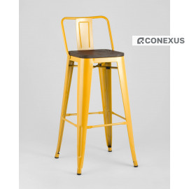 Стул барный TOLIX WOOD со спинкой желтый
