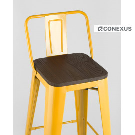 Стул барный TOLIX WOOD со спинкой желтый