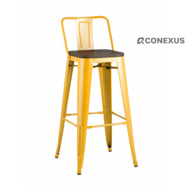 Стул барный TOLIX WOOD со спинкой желтый