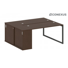 Бенч-стол на О-образном м/к с опорным шкафом-купе Metal system quattro 40x40 40БО.РС-СШК-1.3 Венге Цаво/Металл антрацит/Металл антрацит