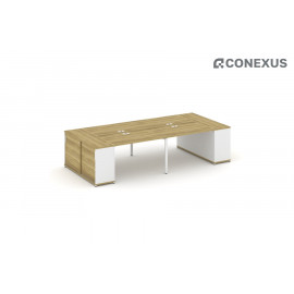 Стол-бенч с опорными шкафами купе Concept CN.DRS-278 W Дуб Винченцо/Белый бриллиант/Металл белый