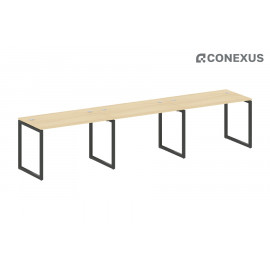 Бенч-стол на 3 раб.места на О-образном м/к Metal system quattro 40x40 40БО.СМ-3.2 Акация Лорка/Металл антрацит/Металл антрацит