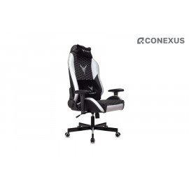 Кресло игровое Knight Neon SILVER Экокожа черная/Экокожа серебряная