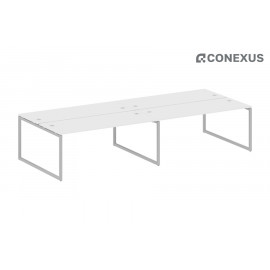 Стол-бенч двойной на 4 раб.места на О-образном м/к Metal system quattro 40x40 40БО.СМ-4.5 Белый/Металл серый /Металл серый
