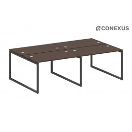 Бенч-стол на 4 раб.места на О-образном м/к Metal system quattro 40x40 40БО.СМ-4.2 Венге Цаво/Металл антрацит/Металл антрацит
