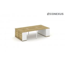Стол-бенч с опорными шкафами купе Concept CN.DRS-277 W Дуб Винченцо/Белый бриллиант/Металл белый