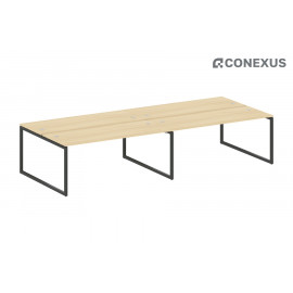 Бенч-стол на 4 раб.места на О-образном м/к Metal system quattro 40x40 40БО.СМ-4.5 Акация Лорка/Металл антрацит/Металл антрацит