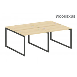 Бенч-стол на 4 раб.места на О-образном м/к Metal system quattro 40x40 40БО.СМ-4.1 Акация Лорка/Металл антрацит/Металл антрацит