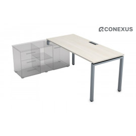 Стол письменный левый «Gloss» СТЛ-П.989 Ivory/Алюминий матовый