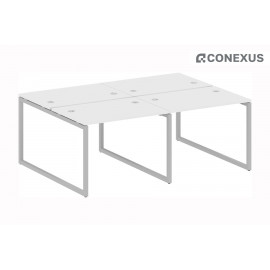 Стол-бенч двойной на 4 раб.места на О-образном м/к Metal system quattro 40x40 40БО.СМ-4.1 Белый/Металл серый /Металл серый