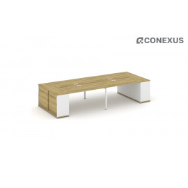 Стол-бенч с опорными шкафами купе Concept CN.DRS-279 W Дуб Винченцо/Белый бриллиант/Металл белый