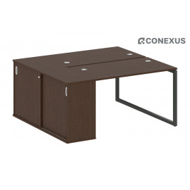 Бенч-стол на О-образном м/к с опорным шкафом-купе Metal system quattro 40x40 40БО.РС-СШК-1.2 Венге Цаво/Металл антрацит/Металл антрацит