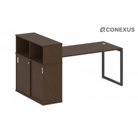 Письменный стол на О-образном м/к с опорным шкафом-купе Metal system quattro 40x40 40БО.РС-СШК-3.4 Венге Цаво/Металл антрацит/Металл антрацит