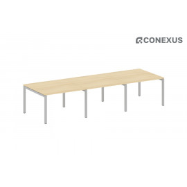Стол для переговоров (3 столешницы) на П-образном м/к Metal system quattro 50x50 50БП.ПРГ-3.2 Акация Лорка/Металл серый /Металл серый
