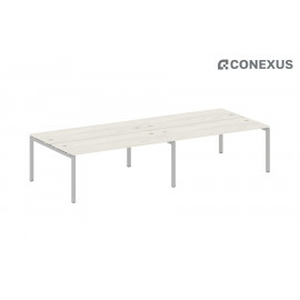 Бенч-стол на 4 раб.места на П-образном м/к Metal system quattro 50x50 50БП.СМ-4.5 Дуб Наварра/Металл серый /Металл серый