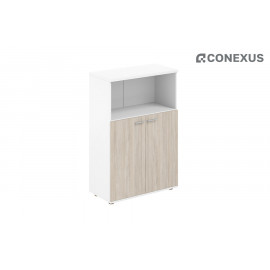 Шкаф для документов средний с нишей Sigma SG.843.WH.OL Белый/Дуб светлый