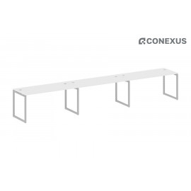 Стол-бенч линейный на 3 раб.места на О-образном м/к Metal system quattro 40x40 40БО.СМ-3.4 Белый/Металл серый /Металл серый