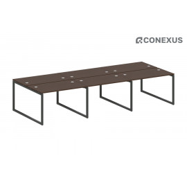Бенч-стол на 6 раб.мест на О-образном м/к Metal system quattro 40x40 40БО.СМ-6.2 Венге Цаво/Металл антрацит/Металл антрацит
