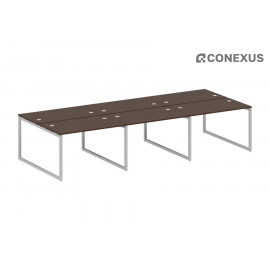 Бенч-стол на 6 раб.мест на О-образном м/к Metal system quattro 40x40 40БО.СМ-6.2 Венге Цаво/Металл серый /Металл серый